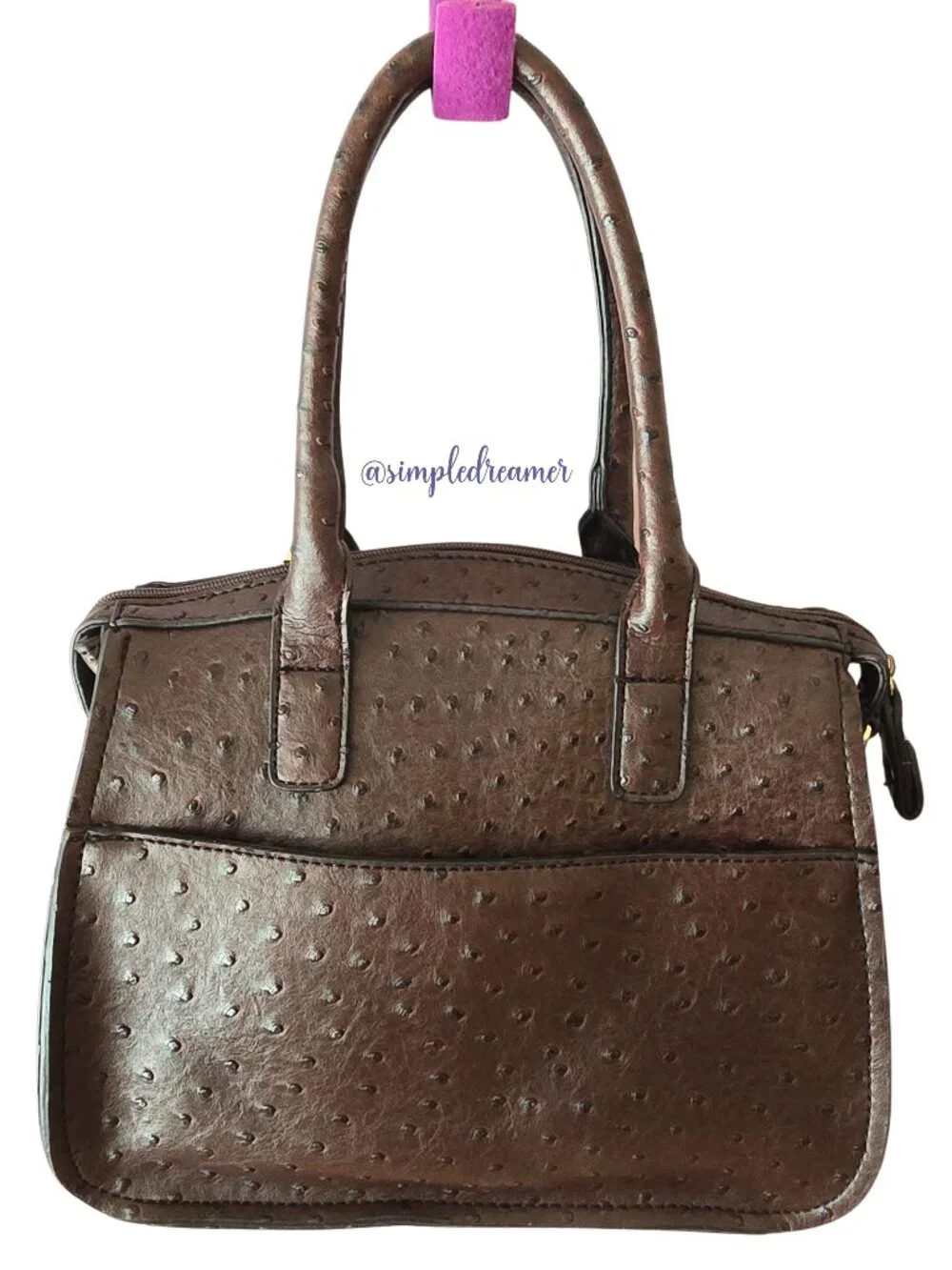 London Fog Hampton Ostrich Embossed Convertible Satchel Bordeaux NWT